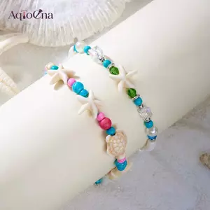 AqToCna Boho Vỏ Biển Sao Biển Vòng Tay Dành Cho Nữ Cô Gái Thời Trang Rùa Quyến Rũ Handmade Dây Dệt Hạt Trang Sức Mùa Hè Bãi Biển Quà Tặng AqToCna