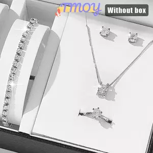 TMOY Sang Trọng Nữ Nhẫn Nelace Bông Tai Vòng Tay Kim Cương Giả Nữ Trang Sức Bộ TMOY