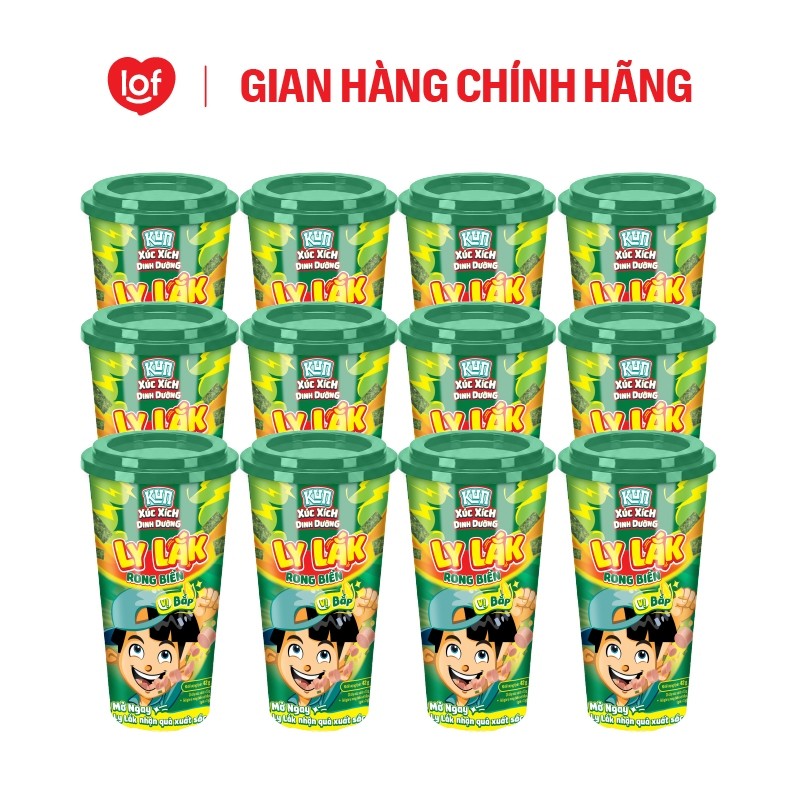 Xúc xích dinh dưỡng rong biển Kun ly lắk vị bắp (Combo 6 ly & Combo 12 ly)