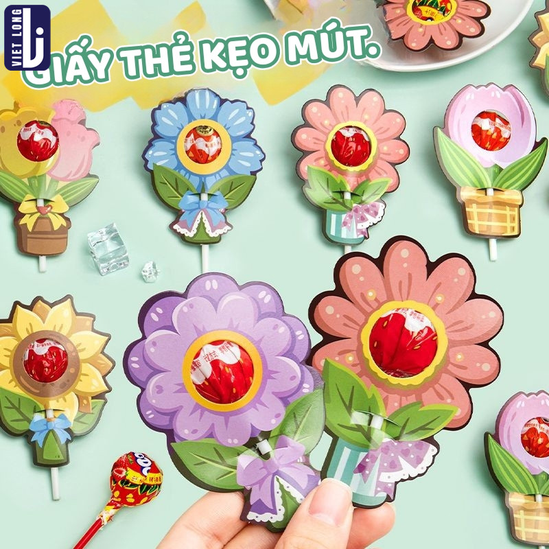 Thẻ Cài Kẹo Mút Combo Set 60 Gắn Kẹo Mút, Đồ Trang Trí Và Đồ Tặng Bé Gái Dịp Ngày Lễ