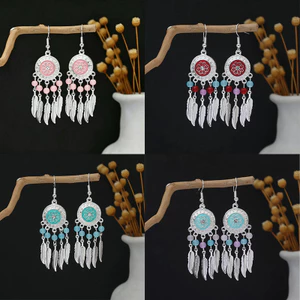 Bông Tai Bohemian Thiểu Số Phong Cách Dân Tộc Dopamine Retro Tua Rua Bông Tai Dài Phụ Kiện Phong Cách Ngày Lễ Nữ