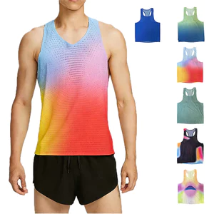 Thời Trang Mùa Hè Nam Co Giãn Gân Thể Thao Xe Tăng Top Màu Trơn & Cầu Vồng Tie Thuốc Nhuộm Không Tay Tập Gym Huấn Luyện Chạy Áo Vest