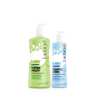 Bộ Sữa Tắm Gội Trẻ Em Lactacyd Baby Extra Milky Size Jumbo 800ml + Chai Sữa Tắm Gội Trẻ Em Gentle Care 500ml
