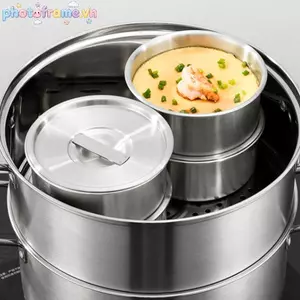 Khung Ảnh Bát Trứng Hấp Bằng Thép Không Gỉ Ramen Cơm Trái Cây Salad Stew Bát Có Nắp Cốc Canh Hộp Đựng Thực Phẩm Nhà Bếp Bộ Đồ Ăn VN