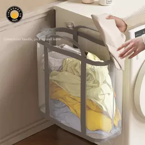 {TB & Bag} Giỏ đựng đồ giặt bằng lưới Nylon có tay cầm gấp thoáng khí Túi đựng quần áo bẩn di động Túi đựng đồ chơi dung tích lớn.