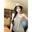 Áo Vest không tay cổ chữ thập mùa hè Kink Halter Thiết kế thích hợp lệch vai Slim-fit màu trắng thể hiện hình Hot Girl Áo sơ mi ngắn nhỏ nữ