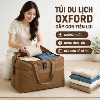 Túi Du Lịch Vải Oxford Chống Thấm Size Lớn Gấp Gọn Dễ Cất Dùng Cho Du Lịch Chuyển Nhà Cất Đồ Theo