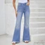 MAPLEPOET-Quần jean loe lưng cao dành cho nữ Quần Denim ống rộng viền có túi