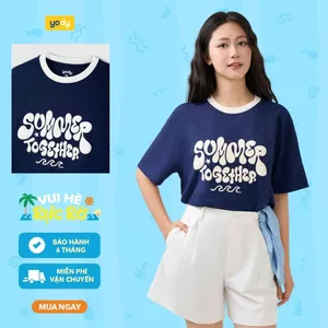 Áo thun phông gia đình đội nhóm YODY Summer Together vải mềm mại, thoáng mát WCTS26S023