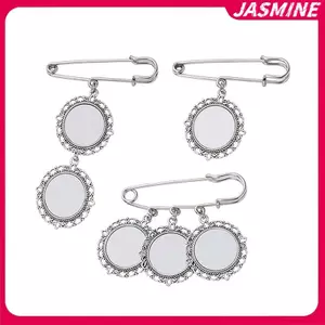 JASMINE Cưới Bó Hoa Ảnh Quyến Rũ Tự Làm Pin Làm Đám Cưới Quyến Rũ Hình Bầu Dục Tấm Nhôm Khung Ảnh Thổ Cẩm Mặt Dây Chuyền JASMINE