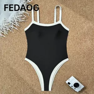 Áo tắm có dây đeo FEDAOG, Áo tắm nữ cắt cao dây đeo mỏng, Bộ đồ bơi gợi cảm có đệm cổ điển thời trang Bể bơi