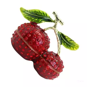 Hộp đựng đồ trang sức bằng kim loại hàng đầu hình trái cây có nắp mở Phong cách tráng men hoàn thiện và vị trí để bàn nhỏ cho tai