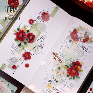 JIANWU 55mm * 5m Vintage Cây Hoa Phong Cảnh Chất Liệu Cắt Kéo Thêu Sò PET Băng Sáng Tạo DIY Tạp Chí Văn Phòng Phẩm