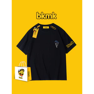 BKMK thời trang mùa hè dáng rộng in chữ áo thun ngắn tay in siêu lửa 100% Cotton cao cấp Áo thun nam phổ biến 0704