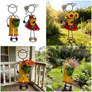 Sáng Tạo Hàng Đầu Sắt Vườn Điêu Khắc Bé Trai Cô Gái Tượng Ngộ nghĩnh Người Lọ Hoa Phong Cảnh Đồ Trang Trí Nhà
