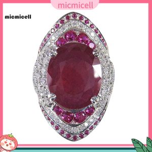 MIC _ Lấp Lánh Kẻ Sọc Giả Đá Ruby Nhẫn Đính Hôn Ban Nhạc Nữ Món Quà Trang Sức