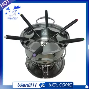 Bộ Nồi Fondaue Nồi Fondate Đa Năng Cắm Trại Ngoài Trời Với 6 Que Thép Không Gỉ Chocolate Phô Mai Fondaue Nồi