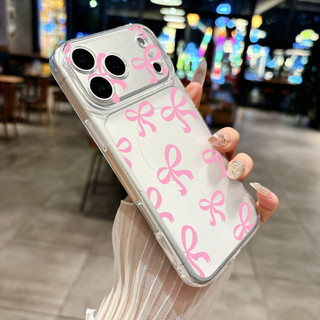 Ốp Lưng IPhone 13 15 11 17 16 12 14 ProMax  Nơ hồng pastel in toàn nền 7 8Plus XR X XS Max
