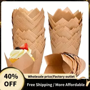 120 Đếm Tấm Lót Muffin Tulip Tự Nhiên Cho Cốc Nướng Bánh, Giấy Nhám Muffin Lót Giá Đỡ, Tấm Lót Bánh Cupcake Tulip