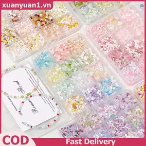 XUAN 12 / 24 Lưới Siêu Hỗn Hợp Màu Thủy Tinh Hạt Cơm Bộ Hạt Rời Handmade DIY Vòng Tay Nelace Đính Hạt Chất Liệu Phụ Kiện Trang Sức VN