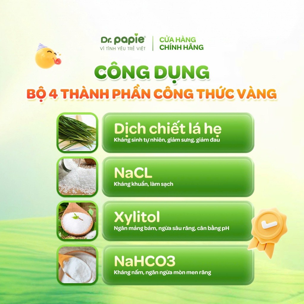 Gạc Rơ Lưỡi Làm Sạch Răng Lưỡi Nướu Phòng Tưa Lưỡi Nấm Miệng Dr.Papie Sáng Chế Độc Quyền