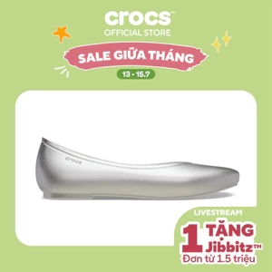 Giày Đế Bệt Nữ Crocs Brooklyn Metallic Pointed - Silver - 210498-040