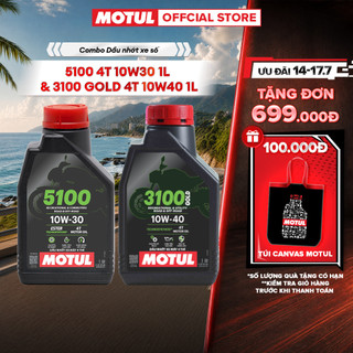 Combo Dầu nhớt xe máy MOTUL 5100 4T 10W30 1L và Dầu nhớt xe Máy MOTUL 3100 GOLD 4T 10W40 1L