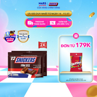 Combo gồm 2 Hộp kẹo Socola Snickers Funsize (2 Hộp x 240g)