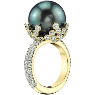 QUSIIOSLK Nhẫn ngọc trai đen mạ vàng 18K dát trắng AAA Cubic Zircona Solitaire Nhẫn được chọn lọc cẩn thận Nhẫn ngọc trai nuôi cấy nước ngọt Quà tặng trang sức kỷ niệm cho nữ Trắng-7 WCCB