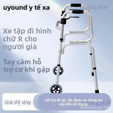 Khung tập đi/Dụng cụ hỗ trợ đi bộXe tập đi cho người già hỗ trợ đi lại, khung tay vịn chống ngã, xe tập đi bốn chân bằng