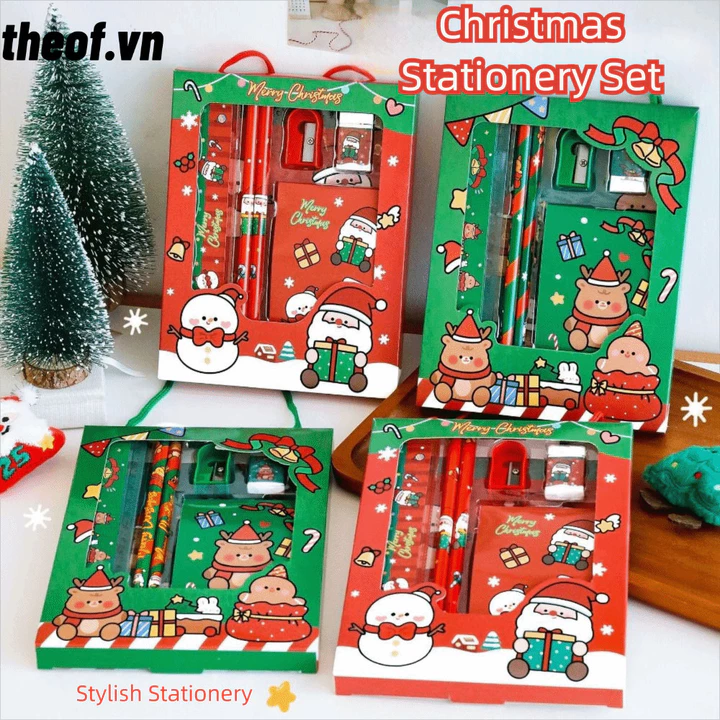 THEOF 6 Cái / bộ Bộ Văn Phòng Phẩm Giáng Sinh, Văn Phòng Phẩm Cầm Tay Bút Chì Trẻ Em, Máy Mài Sáng Tạo Tẩy Nghiên Cứu Văn Phòng Phẩm Bộ Đồ Dùng Văn Phòng Phẩm Trường Học
