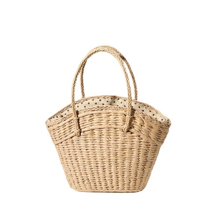 Women's Korean-Style Woven Straw Bag – for the Beach, Beige – 5