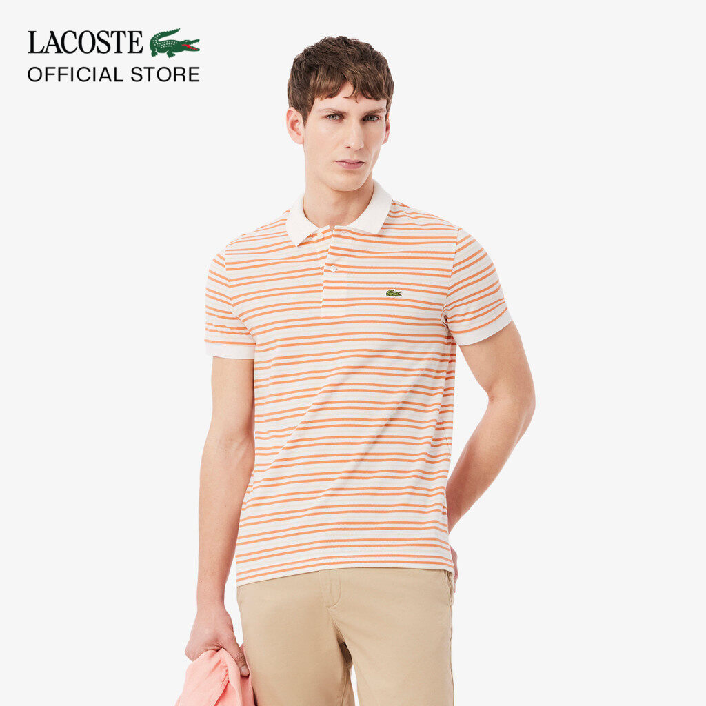 Áo Polo Lacoste Nam Dáng Cổ Điển Chất Liệu Petit Piqué Kẻ Sọc