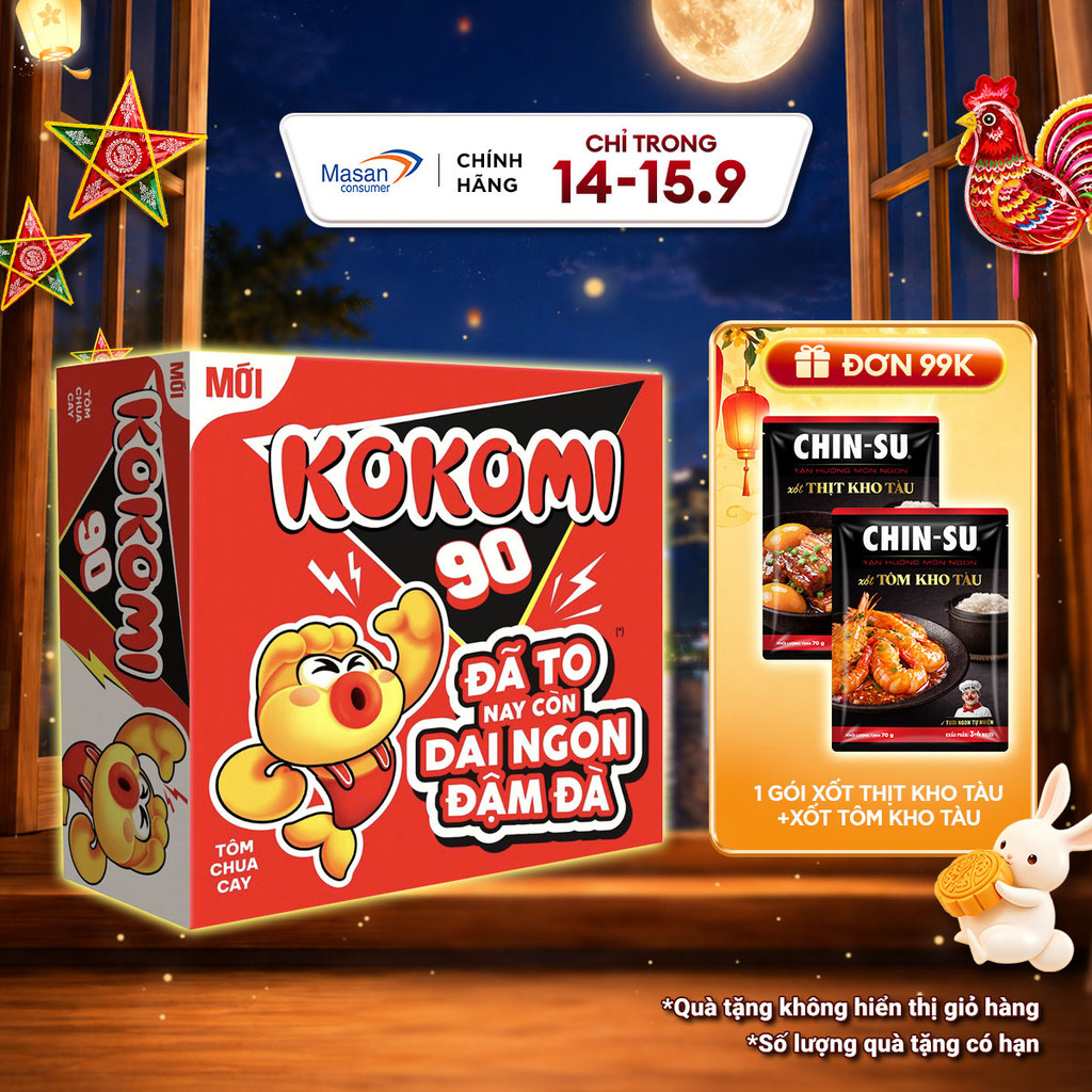 [Chọn vị] Mì Kokomi Đại 90 - Thùng 30 Gói x 90g (Bao bì có thể thay đổi theo đợt nhập hàng)