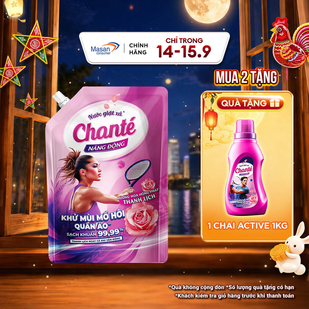 Nước giặt xả Chanté Active cao cấp 8 trong 1 túi x 3.2kg