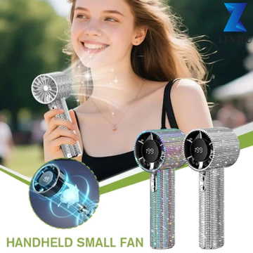 Quạt cầm tay Mini LINHU, Thiết kế dễ thương Quạt cá nhân cầm tay giả kim cương lấp lánh, Quạt cầm tay cầm tay chạy bằng đèn LED cỡ nhỏ chạy bằng pin dài tốc độ pin dài Sử dụng mùa hè