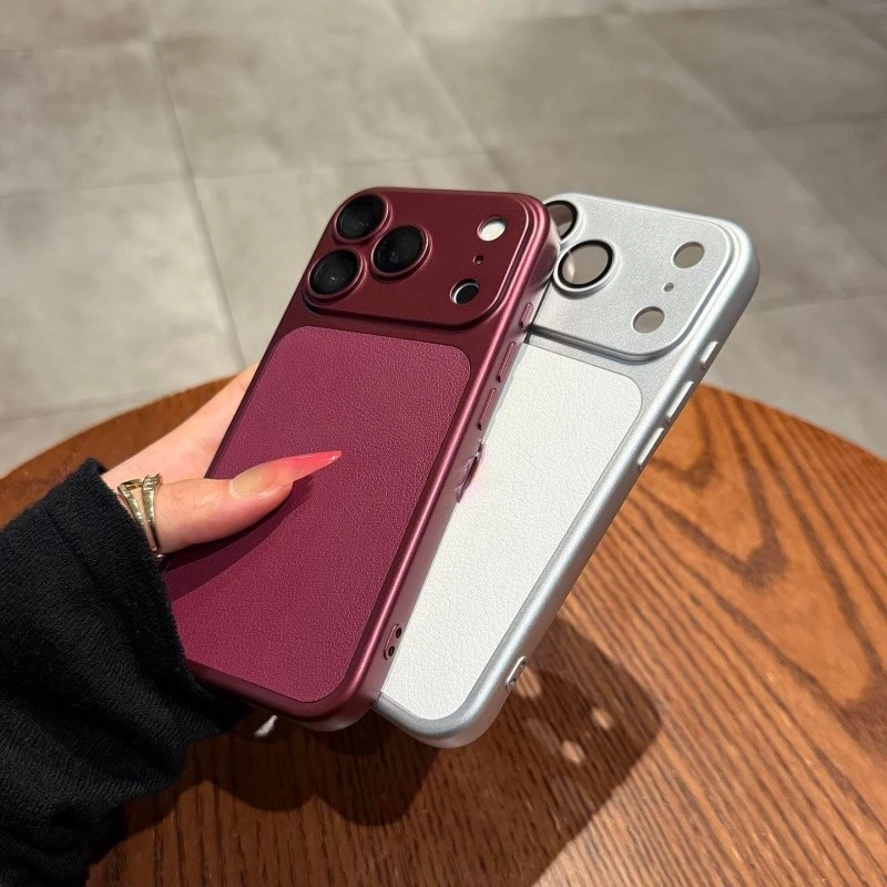 Thay đổi sang iPhone 18 Pro Max Vỏ cửa sổ lớn bằng da cho iPhone 12 13 14 15 16 17 Pro Max có bảo vệ ống kính máy ảnh Vỏ bọc toàn bộ Ốp điện thoại sang trọng chống sốc