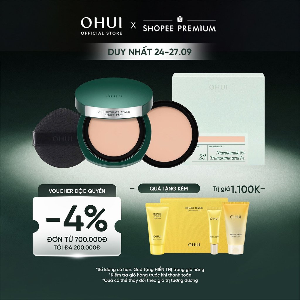 [OHUI Official] Phấn nền nén che đốm thâm phủ cao dưỡng sáng OHUI Ultimate Cover Denier Pact SPF50+/PA+++ 15g, Lõi 15g