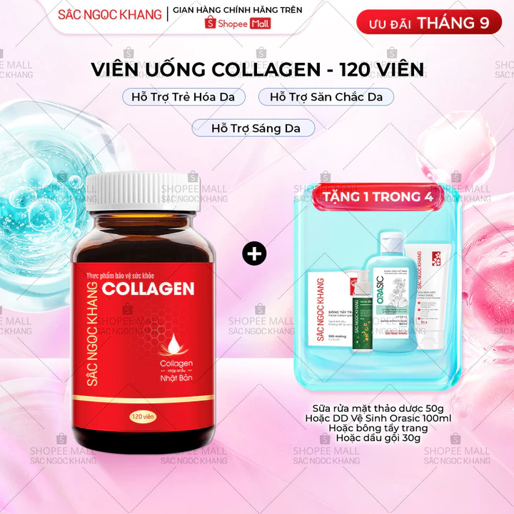 Collagen Sắc Ngọc Khang thế hệ mới 100% nguyên liệu nhập khẩu từ Nhật Bản [Hộp 120 viên]