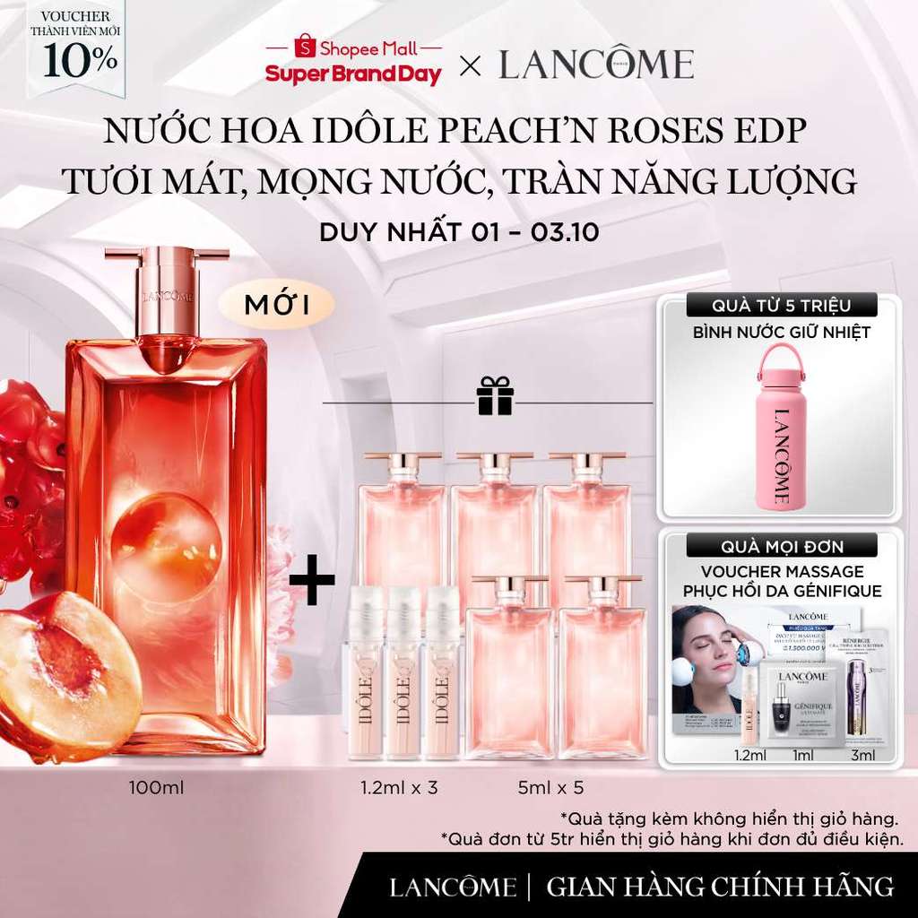 Nước hoa Idole Lancome Peach'n Roses EDP Tươi Mát Mọng Nước Tràn Năng Lượng 100ML