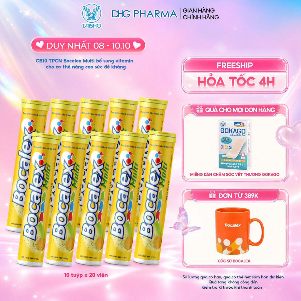 Combo 10 TPCN Bocalex Multi bổ sung vitamin cho cơ thể, nâng cao sức đề kháng - Chính hãng DHG Pharma (200 viên)
