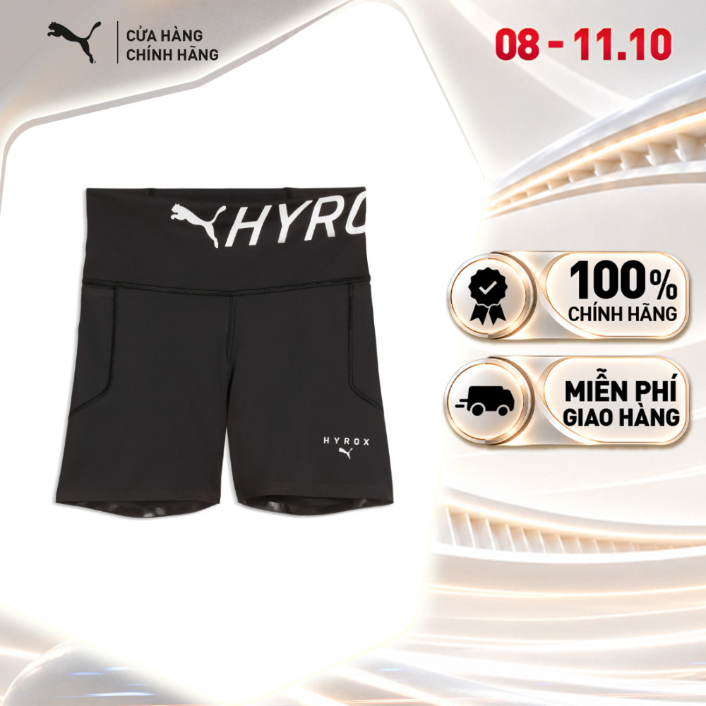 Quần Đùi Thể Thao Tập Luyện PUMA Nữ W xHYROX PWRMD 4 SRTTHT Black Màu Đen