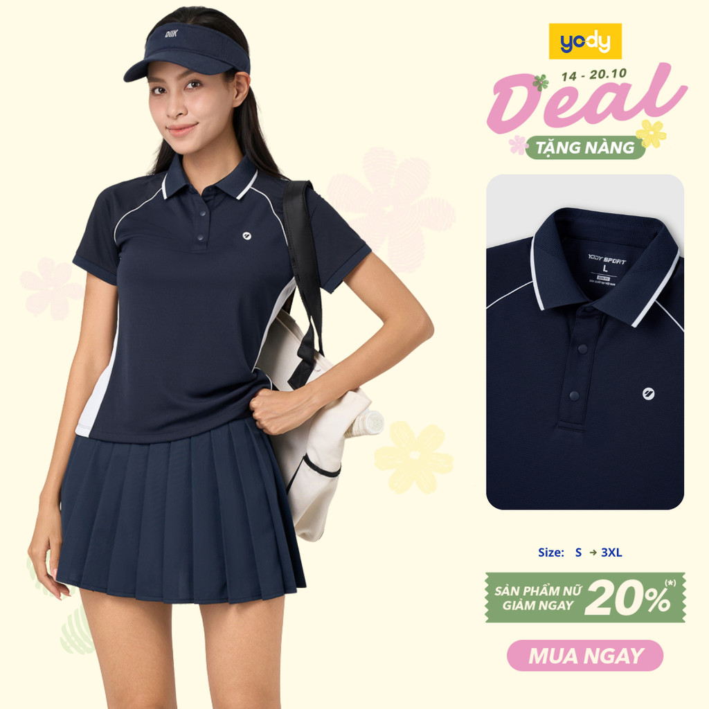 [BST POLO CHẠM THU] Áo Polo Nữ Yody Thể Thao Phối Màu kiểu dáng thể thao mềm mại thoáng khí thấm hút