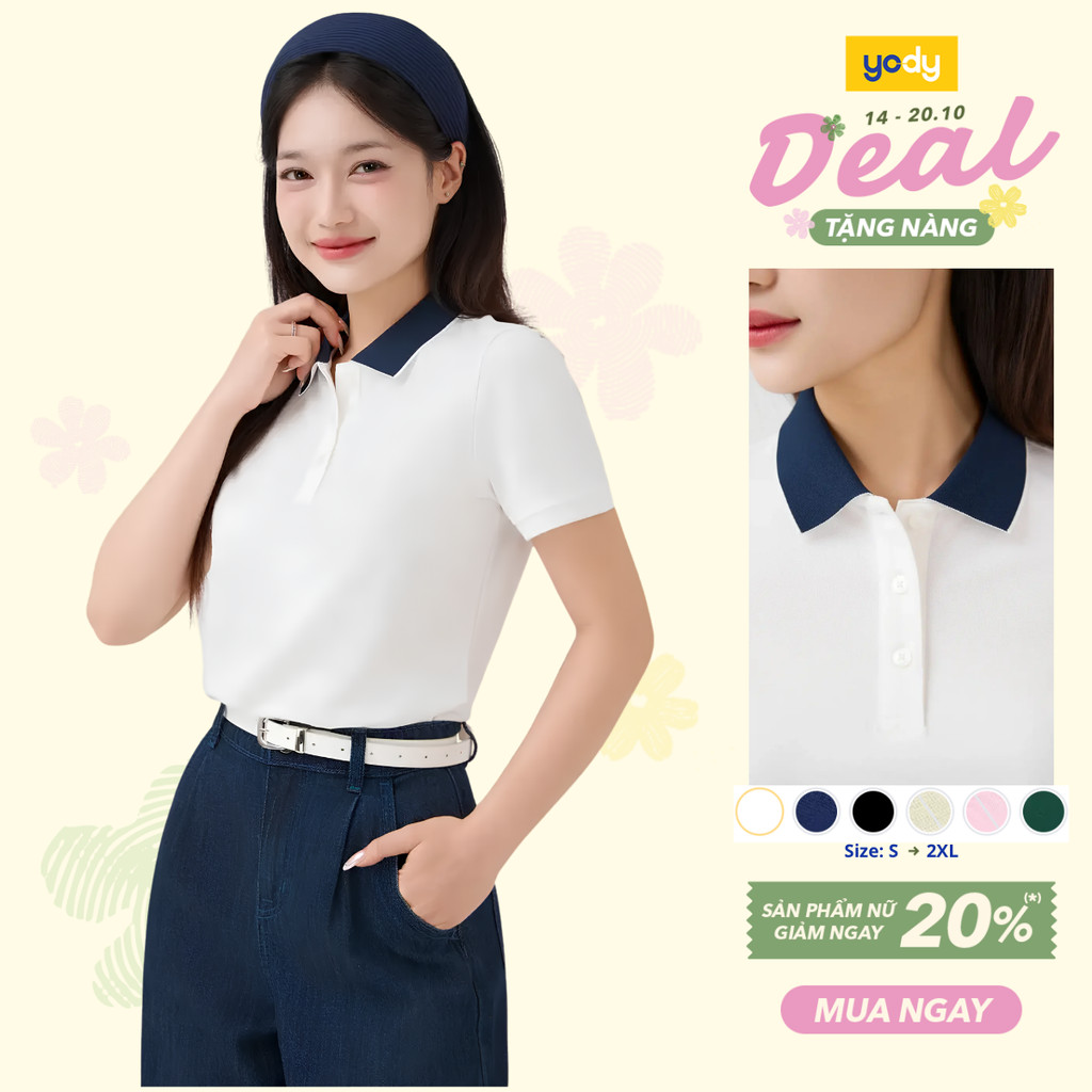 Áo Polo Nữ Ngắn Tay Cổ Phối Bo Cổ WCPO25A518