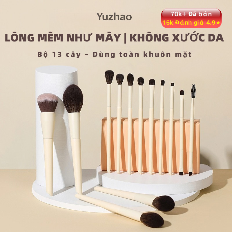 Bộ cọ trang điểm 13 món có tay cầm gỗ, Cọ phấn cọ phấn mắt phủ dạng bột,Dụng cụ làm đẹpTóc mềmbộ cọ ovw Cọ nền,Cọ má hồng,Cọ tô sáng,Cọ đánh phấn mũi cọ môi,Cọ chải lông mày