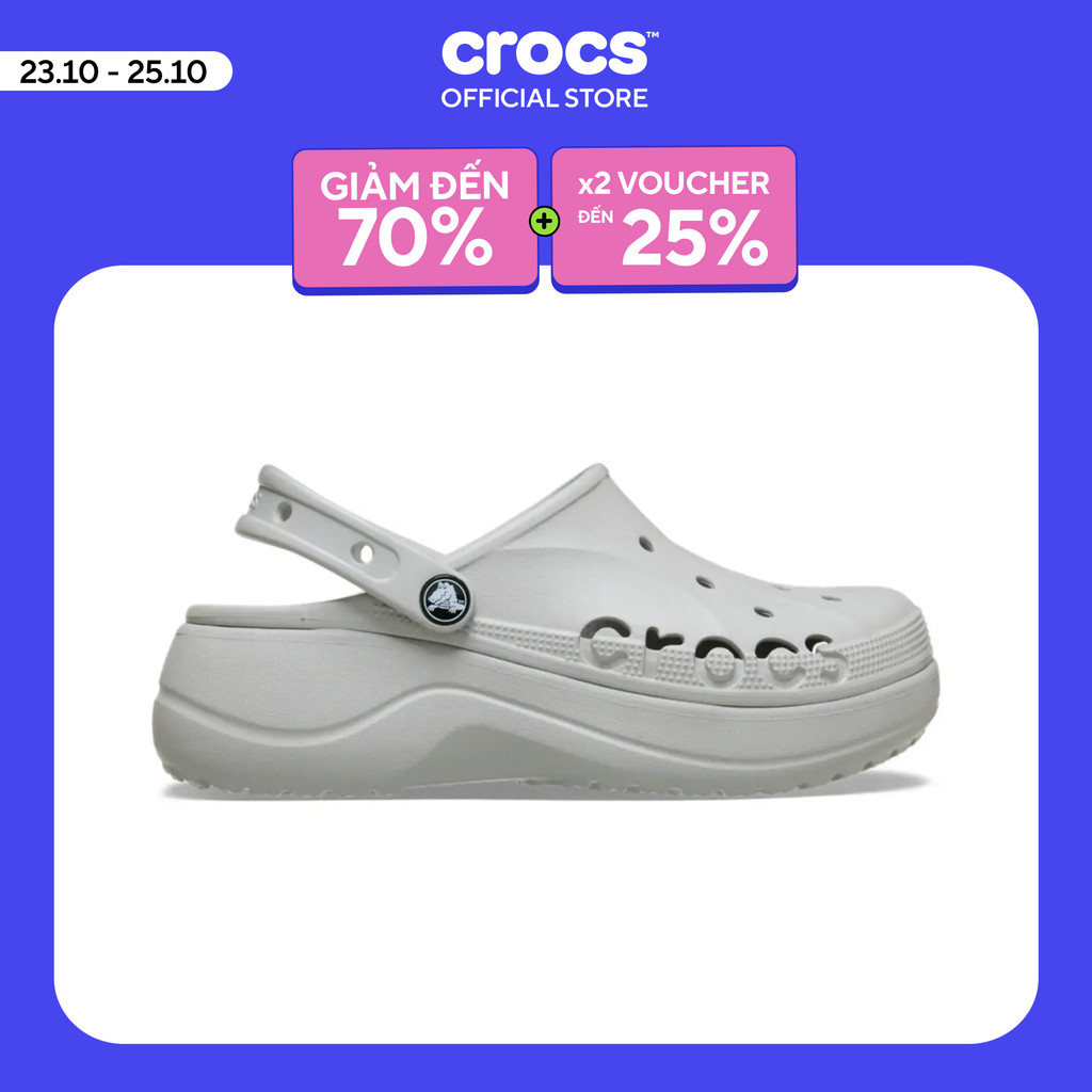 Giày Clog Nữ Crocs Baya Platform - Pearl - 208186-101