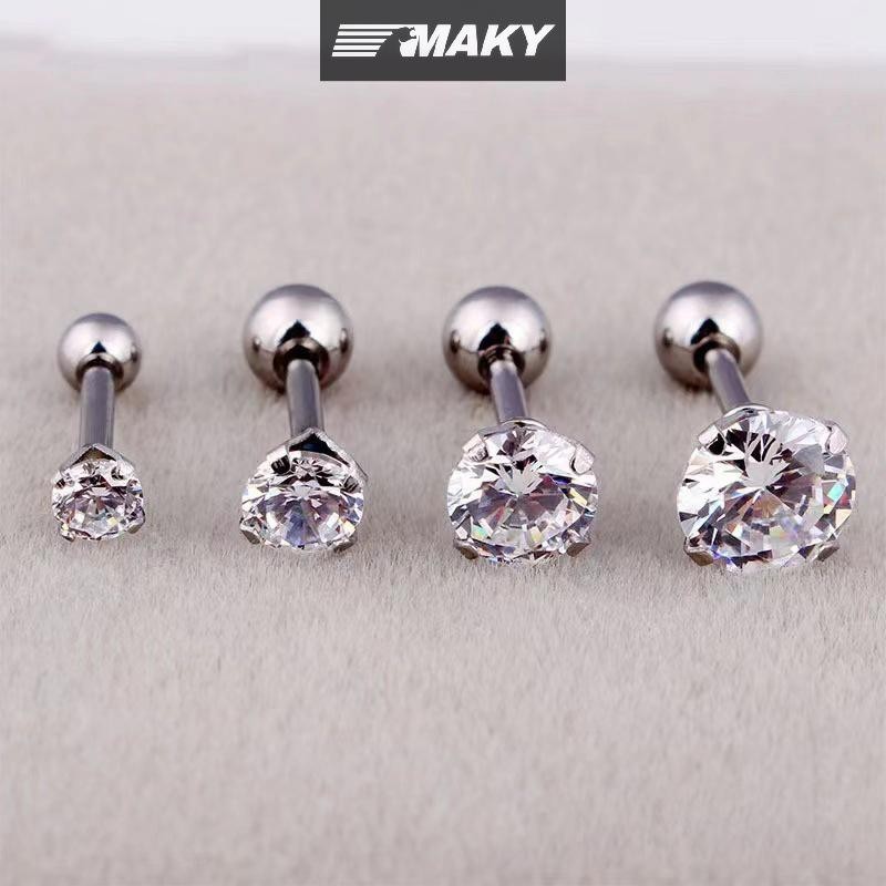 Newwellknownepic 1 Cái 4 Prong Bông Tai Đính Kim Cương Giả Dành Cho Nữ / Nam Tragus Sụn Tiêu Chuẩn Lobe Trang Sức Quà Tặng VN