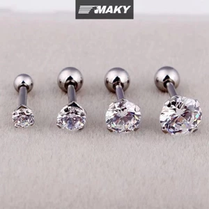 Newwellknownepic 1 Cái 4 Prong Bông Tai Đính Kim Cương Giả Dành Cho Nữ / Nam Tragus Sụn Tiêu Chuẩn Lobe Trang Sức Quà Tặng VN