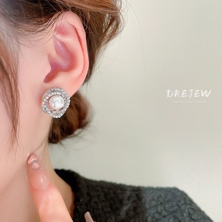 Bông tai bạc 925 ngọc trai và kim cương, phong cách Hàn Quốc, thời trang cho nữ