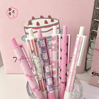 6 Bút Gel Sấy Nhanh - 0.5mm Mực Đen Kawaii Hồng Nơ Viết Mịn Cho Văn Phòng Trường Học